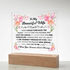 To My Beautiful Wife Acrylic Square Plaque