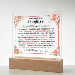 To My Beautiful Daughter Acrylic Square Plaque