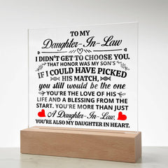 To My Daughter-in-Law Honor Acrylic Square Plaque