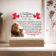 To My Daughter Old Lion Acrylic Square Plaque