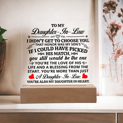 To My Daughter-in-Law Honor Acrylic Square Plaque