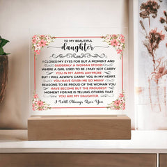 To My Beautiful Daughter Acrylic Square Plaque