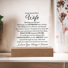To My Beautiful Wife Printed Acrylic Square Plaque