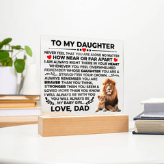 To My Daughter Braver Acrylic Square Plaque