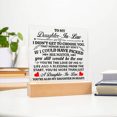 To My Daughter-in-Law Honor Acrylic Square Plaque