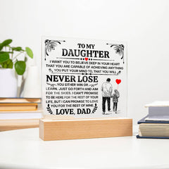 To My Daughter Promise Acrylic Square Plaque