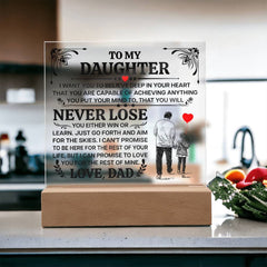 To My Daughter Promise Acrylic Square Plaque