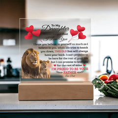 To My Daughter Old Lion Acrylic Square Plaque