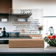 To My Beautiful Wife Printed Acrylic Square Plaque