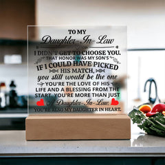 To My Daughter-in-Law Honor Acrylic Square Plaque