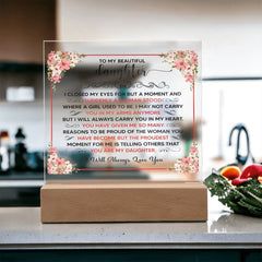 To My Beautiful Daughter Acrylic Square Plaque