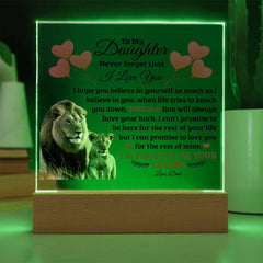 To My Daughter Old Lion Acrylic Square Plaque