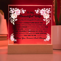 To My Beautiful Wife Acrylic Square Plaque