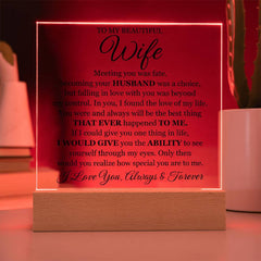 To My Beautiful Wife Printed Acrylic Square Plaque