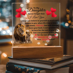 To My Daughter Old Lion Acrylic Square Plaque