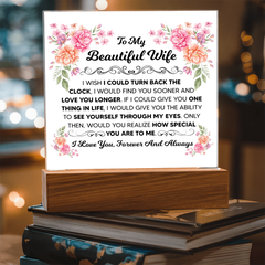To My Beautiful Wife Acrylic Square Plaque