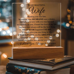 To My Beautiful Wife Printed Acrylic Square Plaque