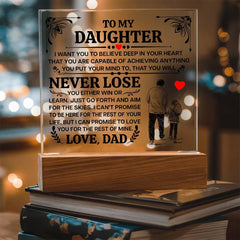 To My Daughter Promise Acrylic Square Plaque