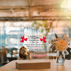 To My Daughter Old Lion Acrylic Square Plaque