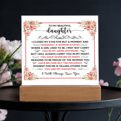 To My Beautiful Daughter Acrylic Square Plaque
