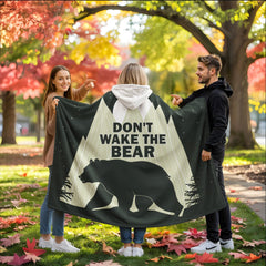 Don't Wake the Bear Hooded Sherpa Blanket